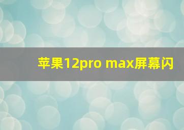 苹果12pro max屏幕闪